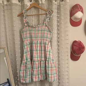 Plaid Ruffle Strap Dress